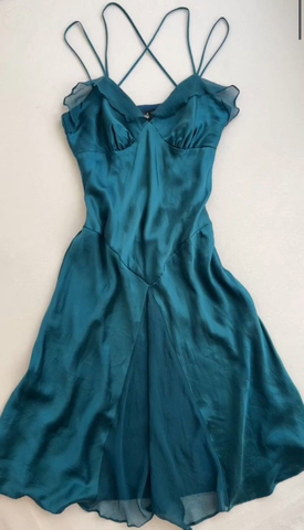 Robe de bal turquoise sans manches, coupe trapèze, modèle Y3078