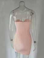 Robe d'été pour femme, sexy, bretelles fines, robe de soirée rose, robe décontractée, mini robe de bal de promo Y950
