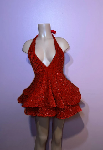 Red Sequin A-line Homecoming Dresses Sparkly Sequin Cocktail Dresses Y4239