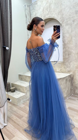 Vestido de fiesta de noche con corsé de tul verde menta sin tirantes Y4912