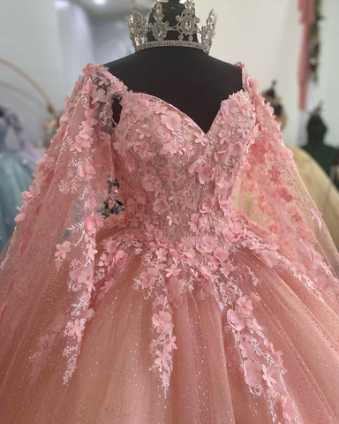 Robe de bal rose pour quinceañera avec appliques, robe Sweet 16 Y2806