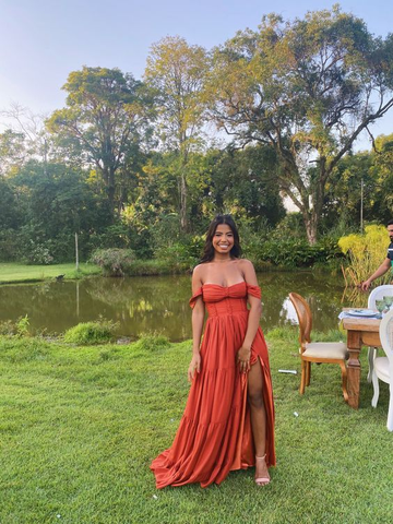 Long prom dress evening dress with side slit Y5706