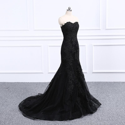 Sweetheart Neckline Black Mermaid Wedding Dress Y1776