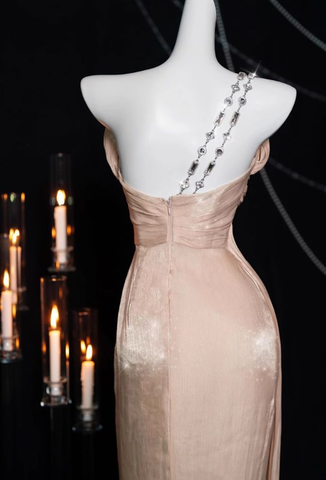 Pretty Pink One Shoulder Sheath Prom Evening Dress Y8199