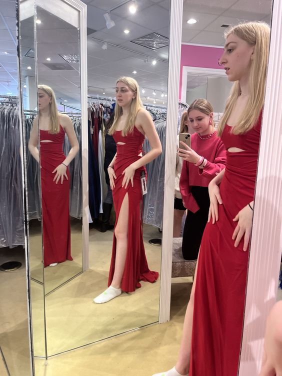 Robe de soirée fourreau élégante avec fente, robe de bal d'hiver Y6389