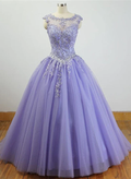 Precioso vestido de quinceañera con apliques y pedrería, vestido de baile morado Y1252