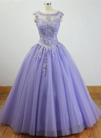 Magnifique robe de bal violette Y1252 ornée d'appliqués et de perles pour Quinceañera