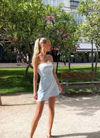 Robe d'été sans manches, mini-tube sans bretelles pour femme, tenue décontractée patchwork moulante, robe de plage, robe de soirée, robe de bal de fin d'année Y7261