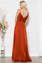 Spaghetti Strap Bridesmaid Dress With Slit Long Maid Of Honor Dresses VMB77