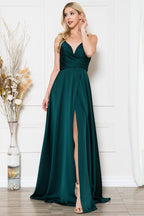 Spaghetti Strap Bridesmaid Dress With Slit Long Maid Of Honor Dresses VMB77