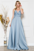 Spaghetti Strap Bridesmaid Dress With Slit Long Maid Of Honor Dresses VMB77