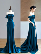 Robe de bal longue sirène élégante en satin, robe de soirée sirène, robe de concours Y4552