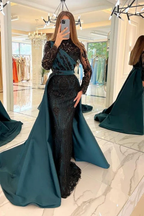 Vestido de fiesta de lujo con encaje bordado, vestido de noche sexy con cola desmontable Y4998
