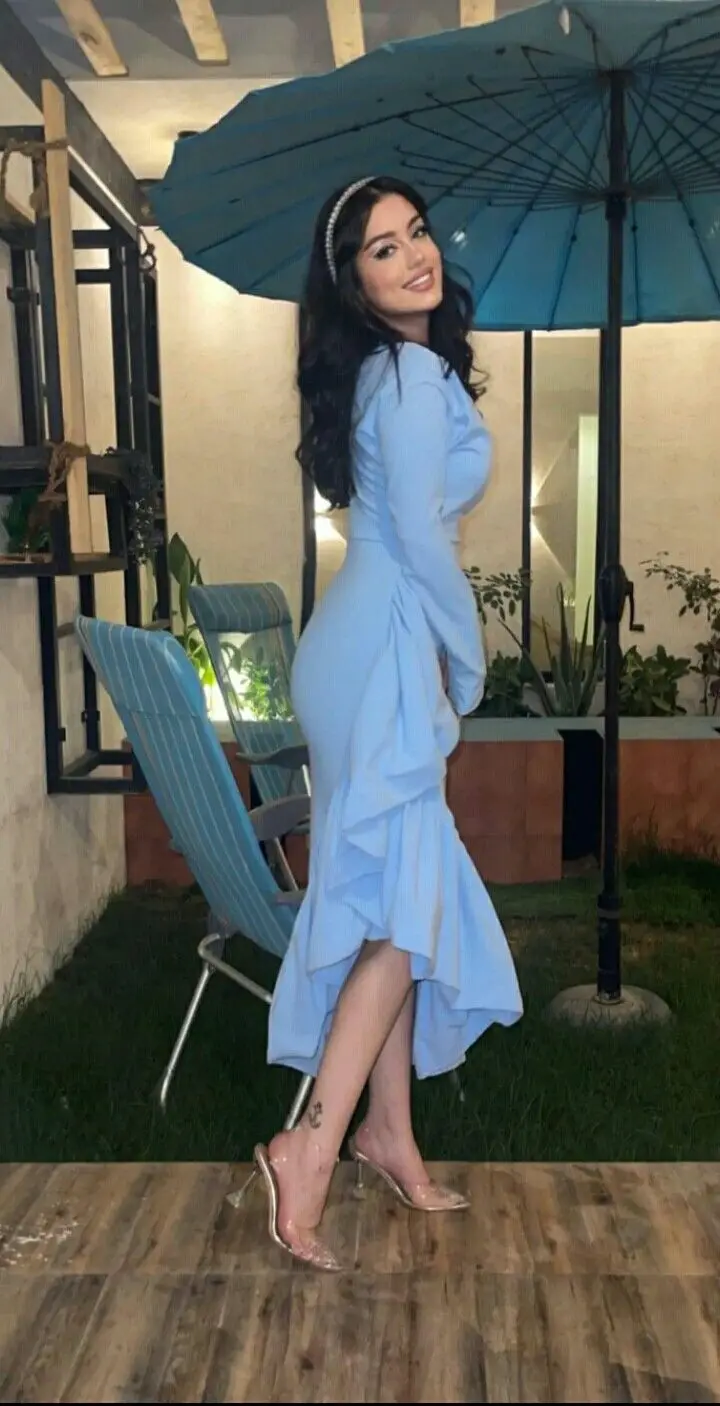 Robe de bal sirène bleu clair pour femme, col en V, manches longues, robe de soirée élégante Y4764