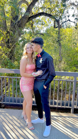 Robe de bal à paillettes roses, robe de soirée rose Y2244