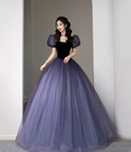 Robe de soirée longue princesse en tulle violet à sequins Y5619