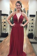 Robe de bal longue trapèze à col en V et fente VMB65 