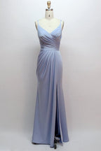 Robe de demoiselle d'honneur bleu marine à bretelles spaghetti VMB66 
