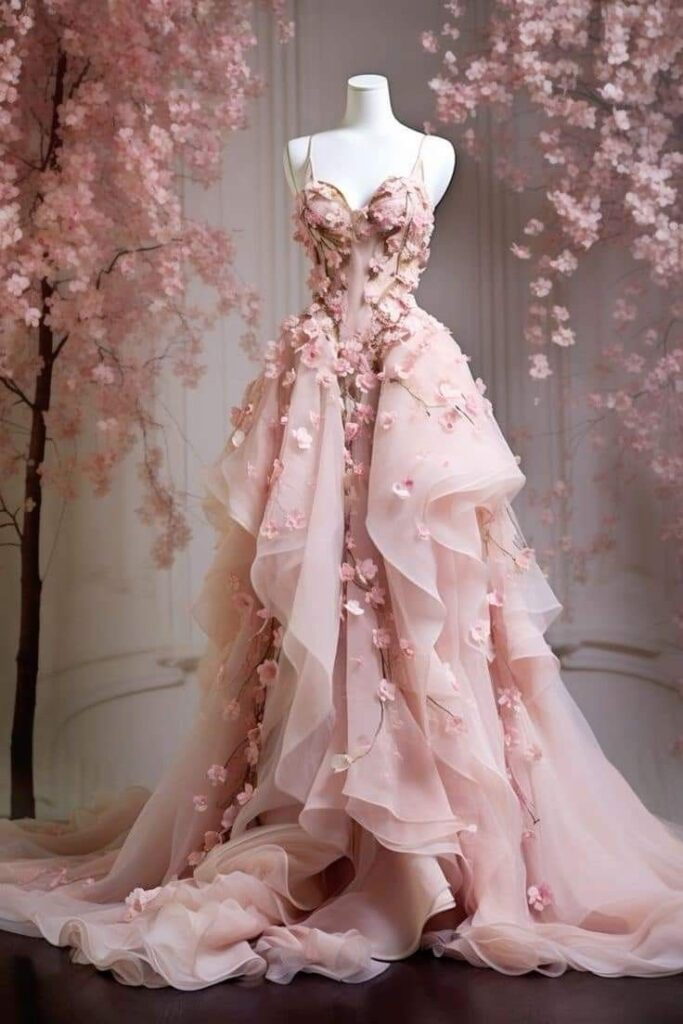 Vestido de fiesta largo de noche con apliques de tul y gasa rosa dulce, tirantes finos Y8327