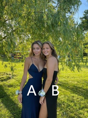 Nouvelle robe de bal bleu marine découpée / charmante robe de soirée noire bustier Y1734