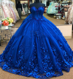 Robe de princesse bleu roi, robe de quinceañera bleu roi ornée de fleurs 3D, magnifique robe de bal Y281