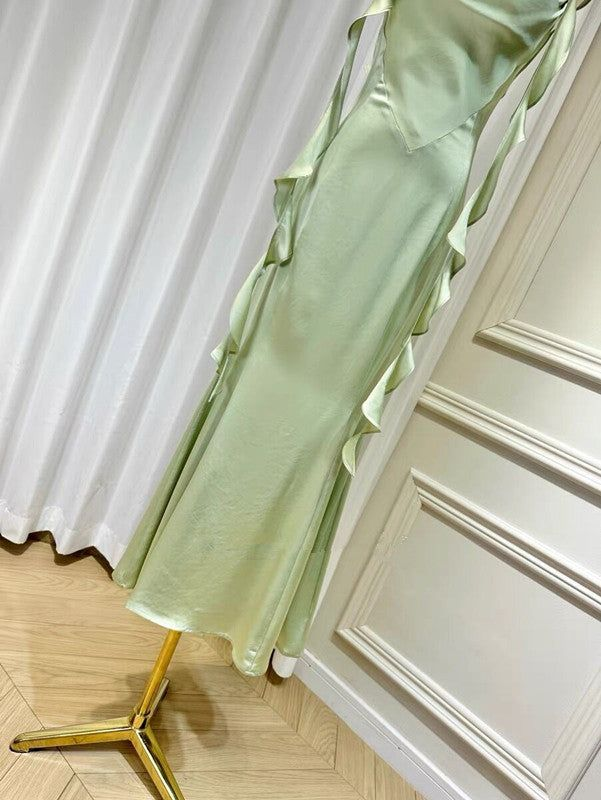 Robe d'été élégante à volants et rubans, dos nu, sexy et moulante, pour femme, Y7390