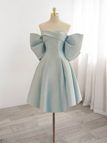 Robe de bal bleue en satin à col cœur Y7402