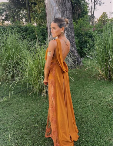 Elegante vestido de fiesta de un solo hombro con abertura, vestido de noche moderno Y6248