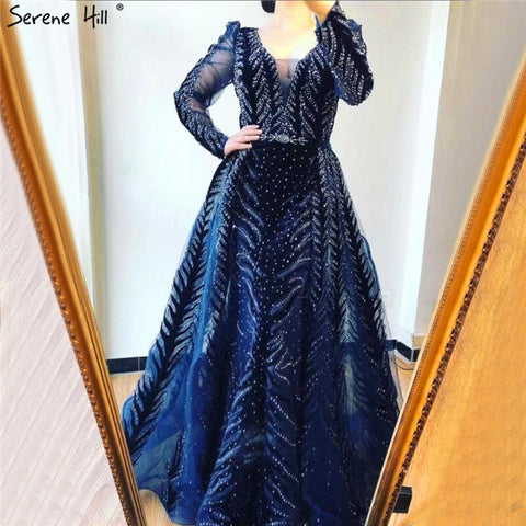 Vestido de noche de terciopelo rojo vino, mangas largas, diseño de lujo, con cuentas, vestido formal, talla grande 2025, LA60903 