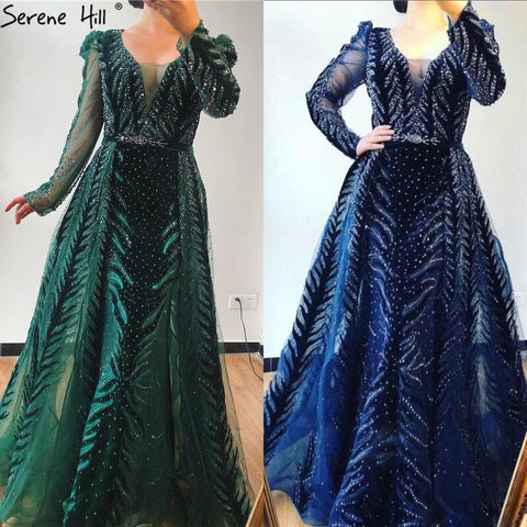 Vestido de noche de terciopelo rojo vino, mangas largas, diseño de lujo, con cuentas, vestido formal, talla grande 2025, LA60903 