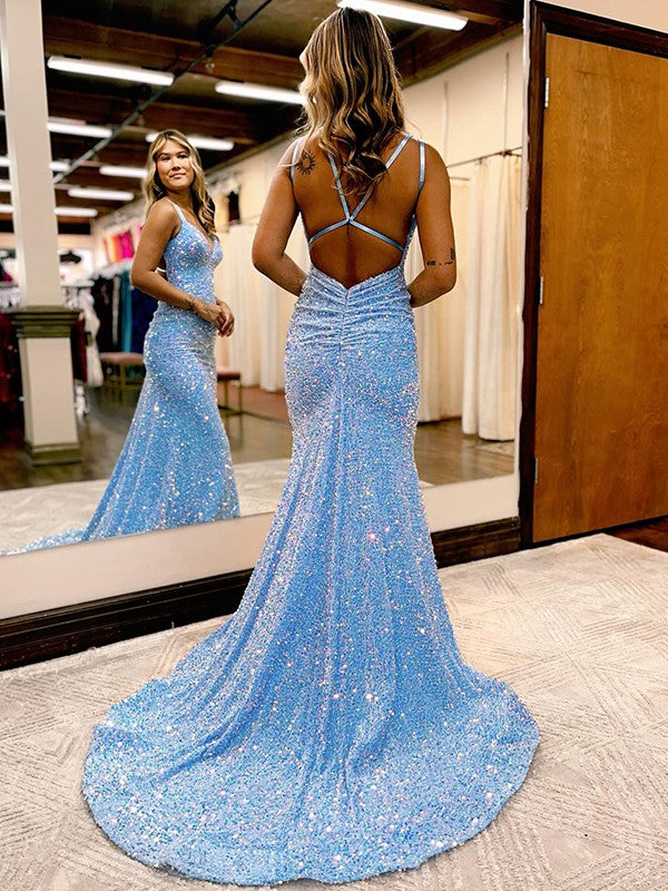 Vestidos de fiesta fruncidos de terciopelo con lentejuelas SYP139