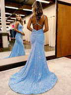 Vestidos de fiesta fruncidos de terciopelo con lentejuelas SYP139