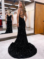 Vestidos de fiesta fruncidos de terciopelo con lentejuelas SYP139