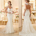 Vintage Lace Garden Wedding Dresses Sweetheart Open Back Wide Straps Mermaid Bride Wedding Gowns Long Train vestidos de novia