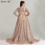 On Sale No Return No Refund Vintage Long Sleeve Luxury Sparkly Evening Dresses 2025 Sequined High Neck Fashion Tulle Evening Gowns Vestidos De Festa LA6414