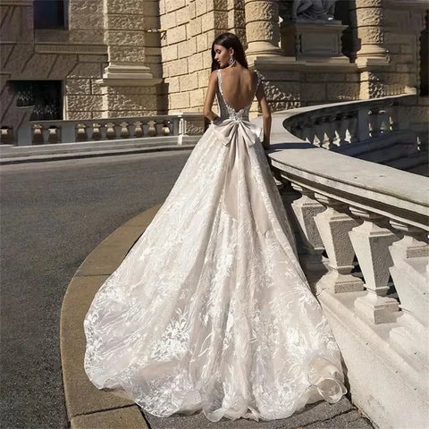 Robe De mariée Vintage à bretelles Spaghetti, élégante, col en v, avec des Appliques, sans manches