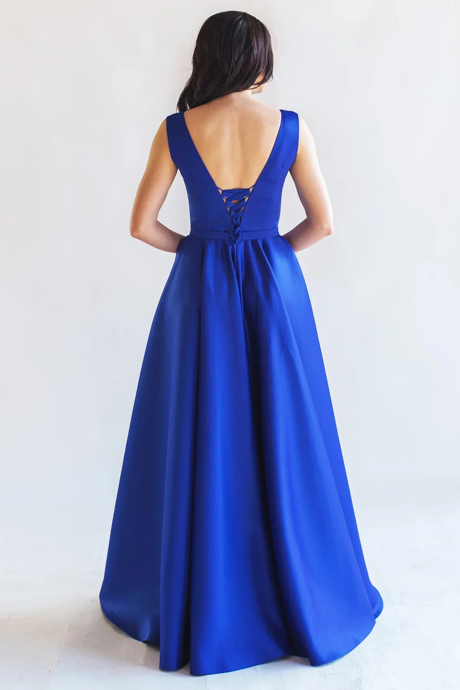 Satin Prom Dress Lace Up Formal Dress SYP187