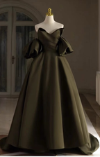 Robe de mariée en satin, robe de mariée unique, robe de mariée vert armée Y4964