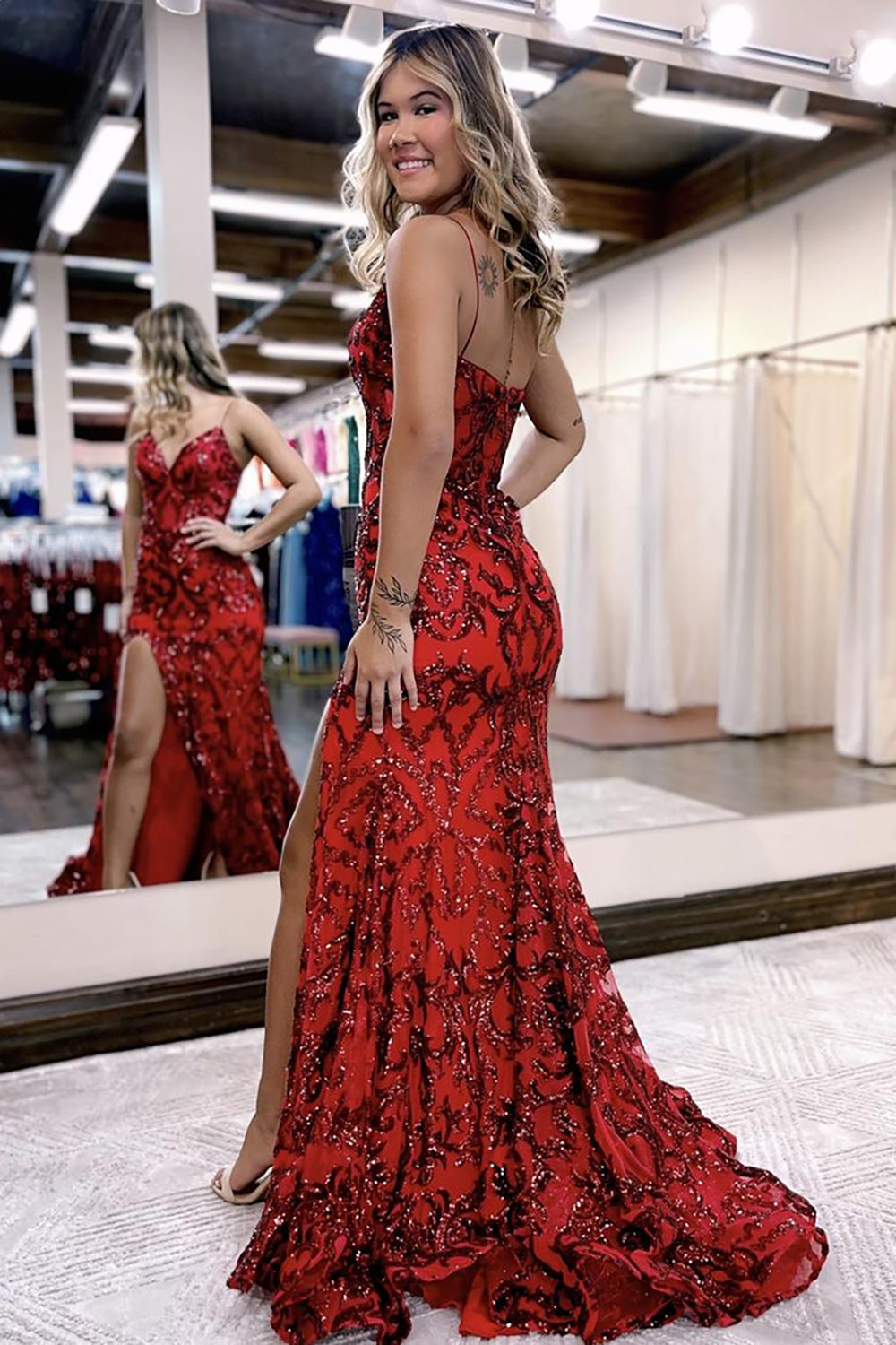 Spaghetti Straps Mermaid Prom Dress