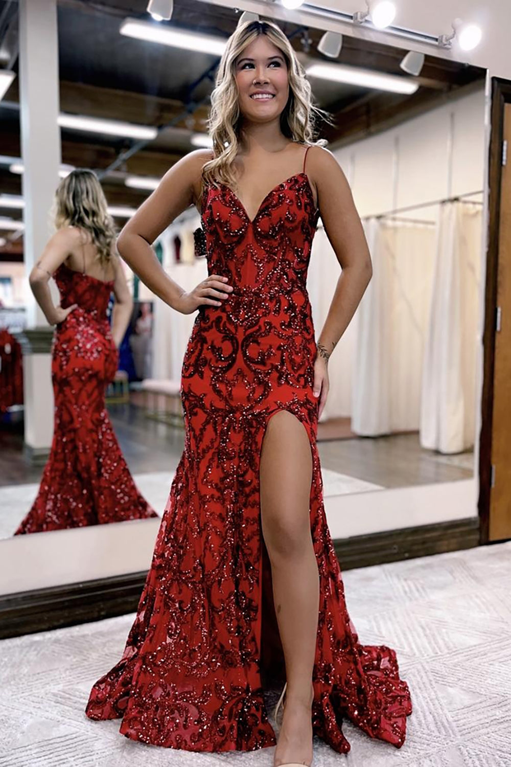 Spaghetti Straps Mermaid Prom Dress