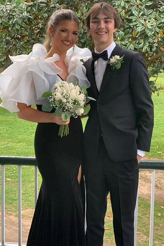 Robe de bal sirène en velours à col V et fente