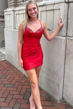Sheath Jersey Homecoming Dress with Beading