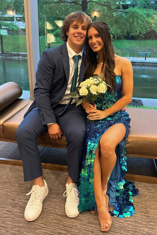 Simple Dark Navy Notched Lapel 2 Pieces Formal Men's Prom Suits