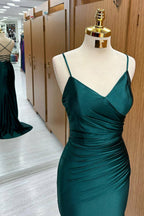 Vestido largo de fiesta de satén estilo sirena