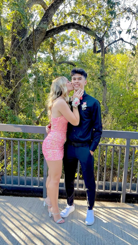 Robe de bal à paillettes roses, robe de soirée rose Y2244