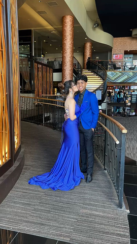 Robe de soirée sirène bleu roi classique avec traîne Y4229