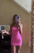 Robe moulante rose sexy, mini robe de bal de promo Y6474