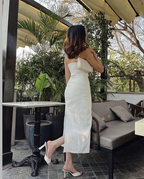 Robe de bal blanche élégante sans bretelles, robe de soirée simple Y7266