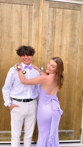 Elegante vestido de fiesta de sirena morado sin espalda, vestido de noche morado Y5311