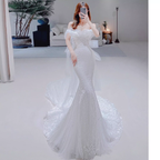 Vestido de novia sirena con purpurina, elegante vestido de novia, Y2415